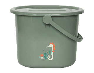 Zelený kyblík na pleny s víkem a mořským koníkem