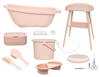 Růžová digitální koupací sada pro miminka Bébé-jou Sense Plus 8 dílná Pale Pink 